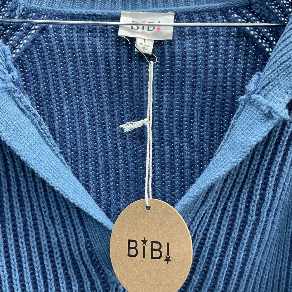 BiBi Blue V-Neck Ribbed Sweater - Picture 3 of 4